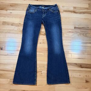VTG Y2K Silver Jeans Belle Star Flare Low Rise Denim Jeans 31/33 Western Glove